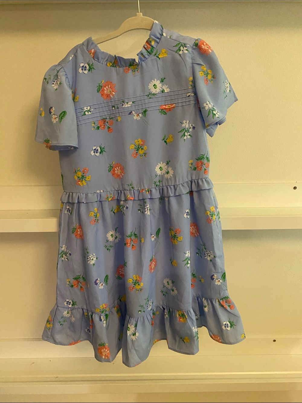 Janie and Jack Light Blue Floral Ruffle Dress